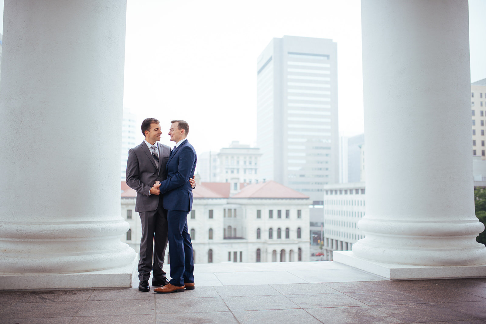 LGBTQ grooms outside the Richmond VA Capitol Building Shawnee Custalow photography