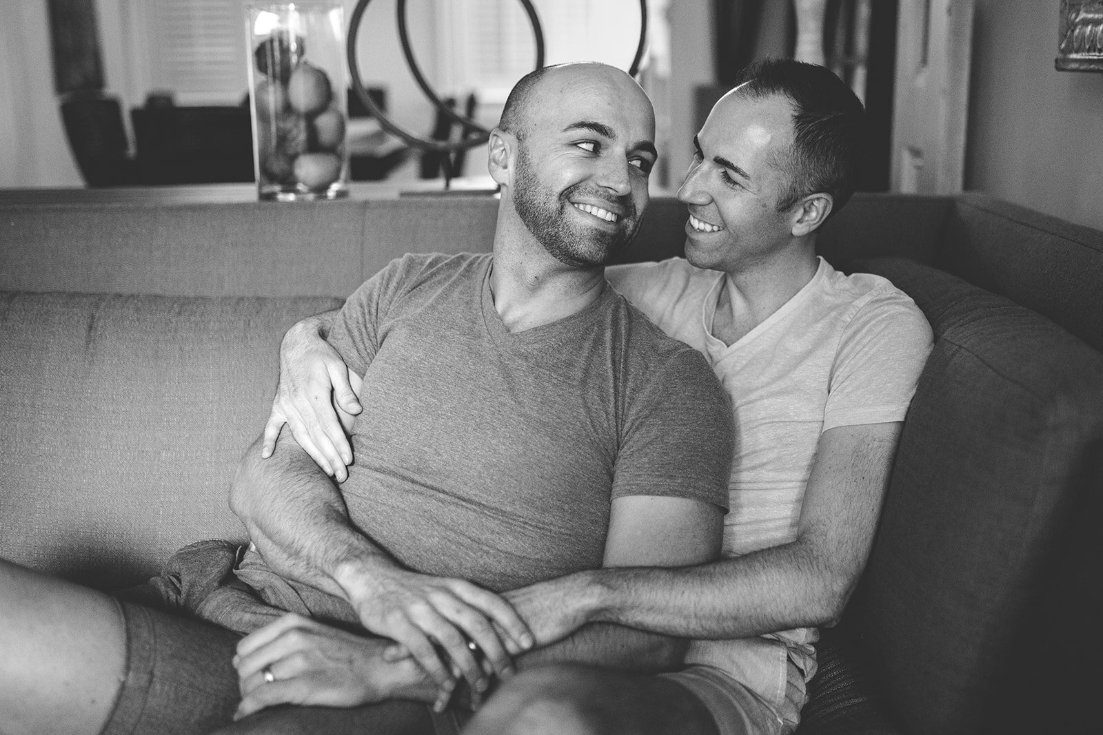 Queer couple at home in Richmond VA Shawnee Custalow photography