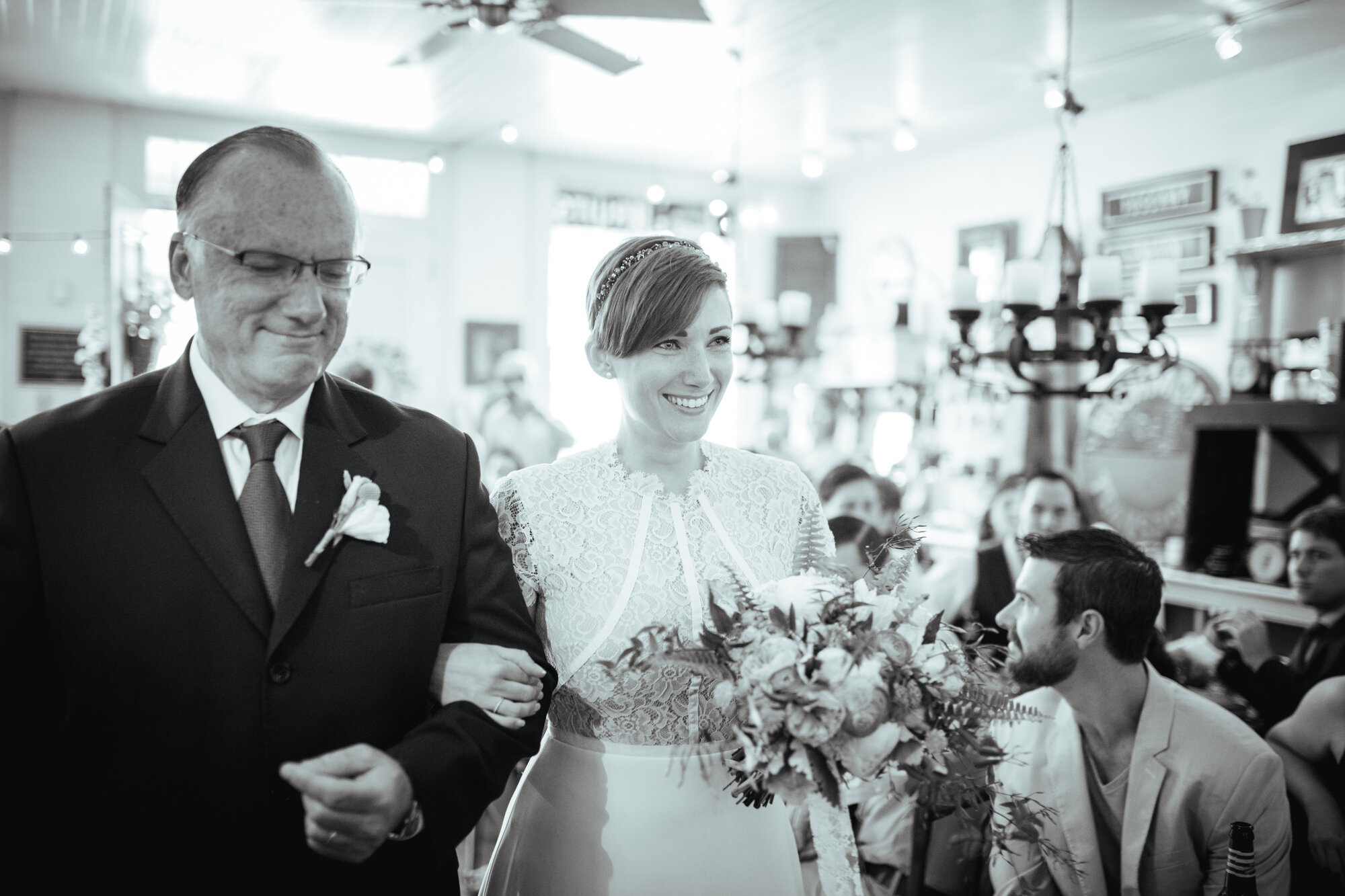 Spouse escorted to wedding ceremony in RVA Shawnee Custalow photography