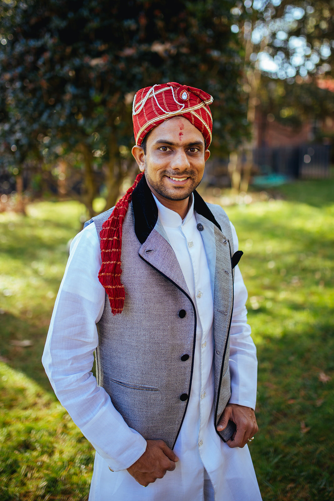 Indian Groom wearing a traditional turban in Richmond VA Shawnee Custalow photography