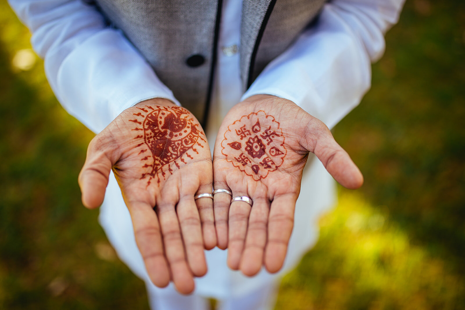 Grooms hands with henna designs in Richmond VA Shawnee Custalow wedding photography