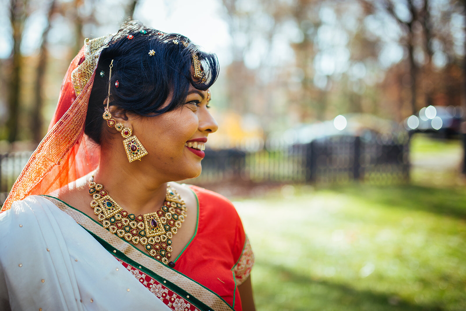 Indian Bride with ornate jewelry in Richmond VA Shawnee Custalow wedding photographer