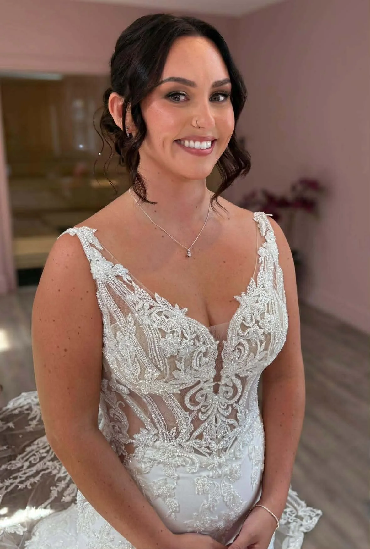 Soft glam bridal makeup for wedding day created by a professional makeup artist in South Wales