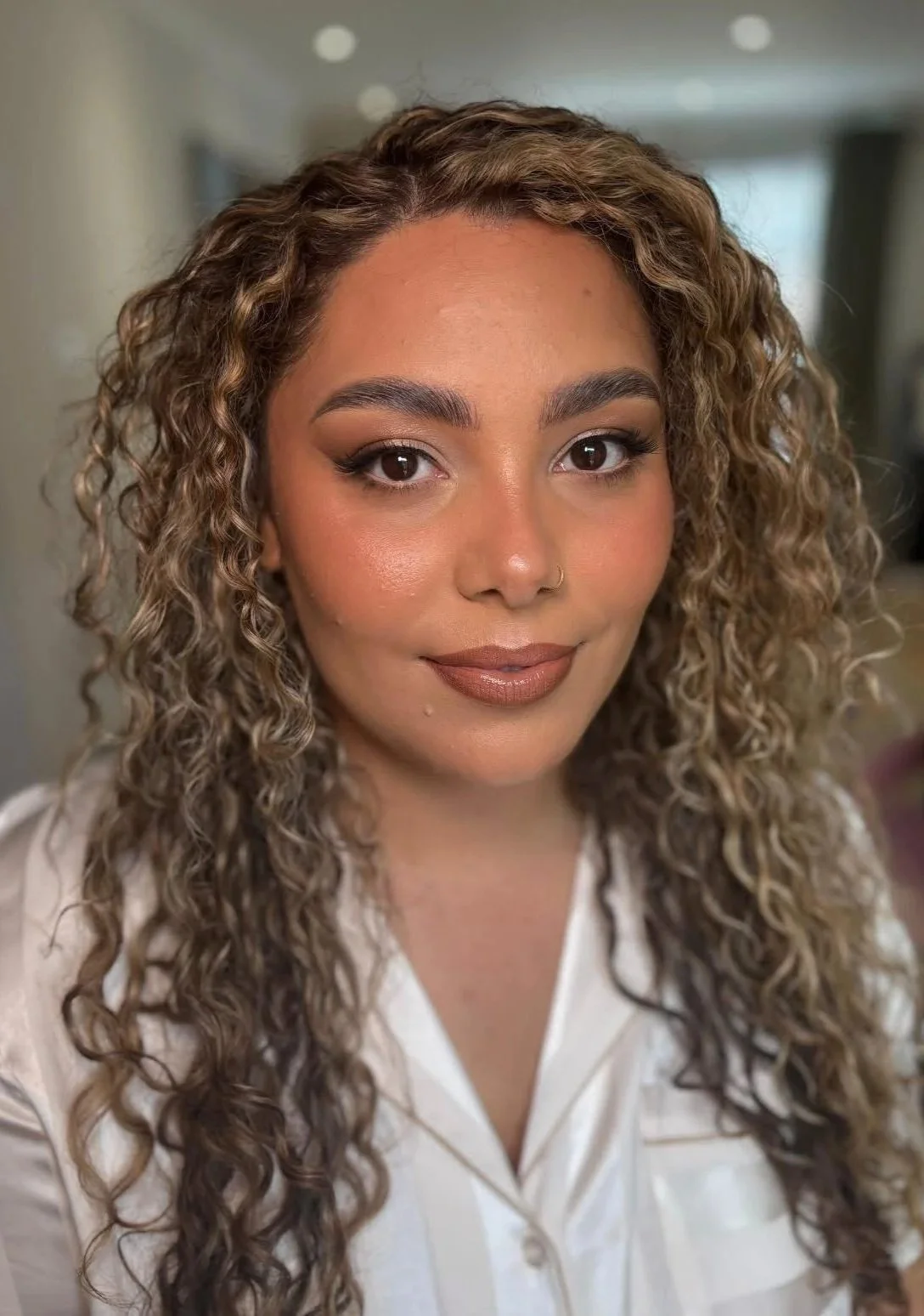 Soft glam bridal makeup for wedding day created by a professional makeup artist in South Wales