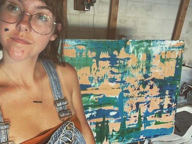 Peep the plastic chairs I use to hold my painting because I can&rsquo;t find a big enough easel.