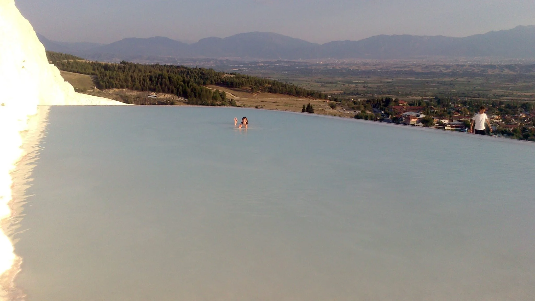 The writer in a bath-lovers dream in Pammukale, Turkey.