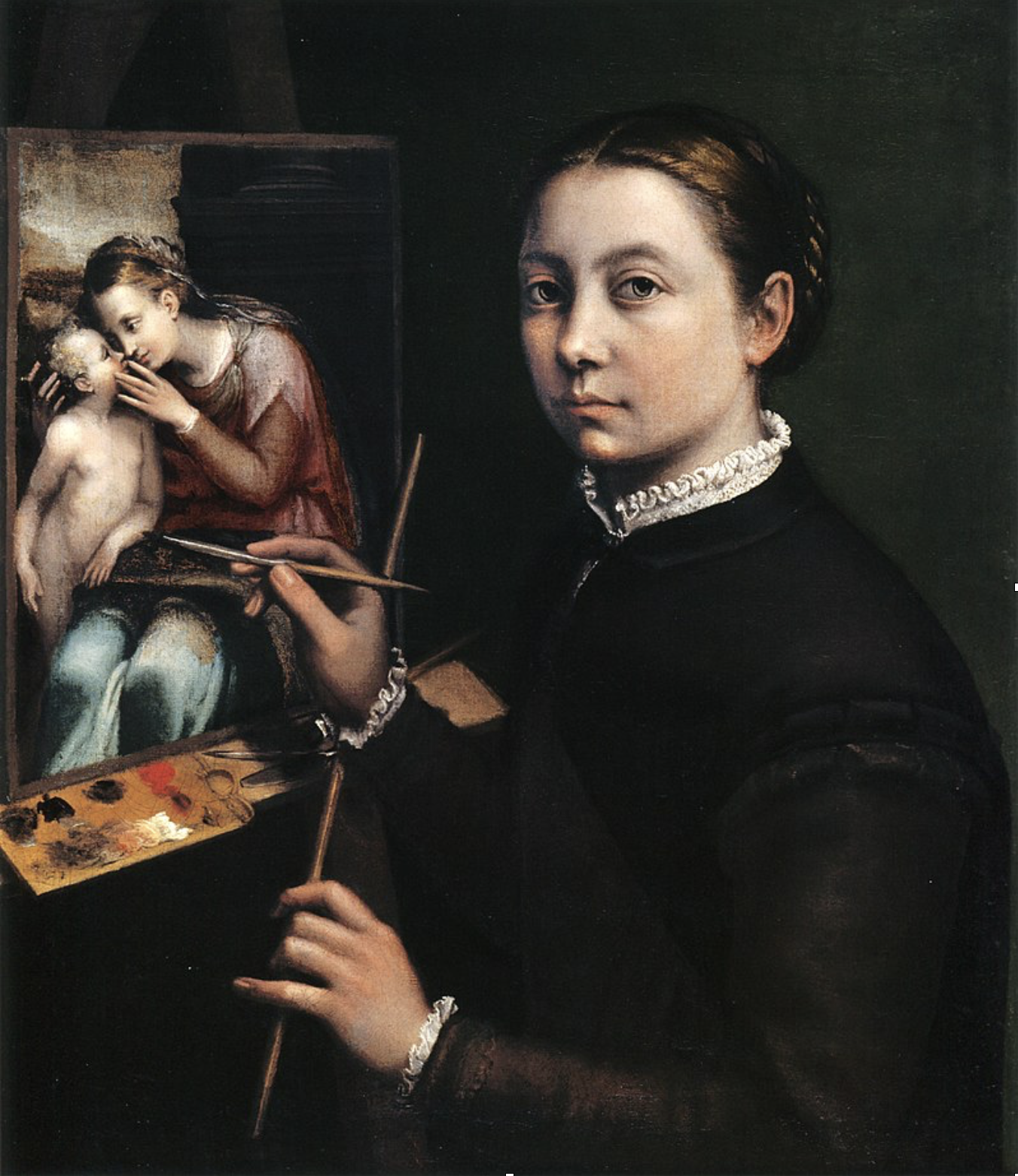 Sofonisba Anguissola&nbsp; Self Portrait at the Easel Painting a Devotional Panel &nbsp;c.1556–65