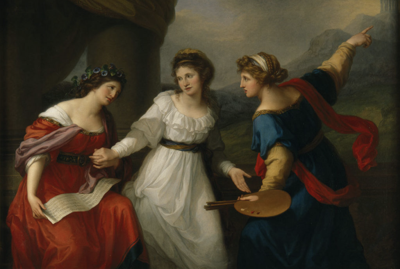 Angelica Kauffman&nbsp; Self Portrait of the Artist Hesitating between the Arts of Music and Painting &nbsp;1794.