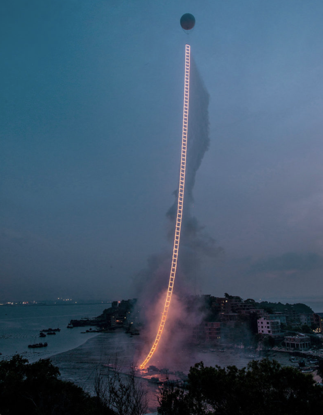 Cai Guo-Qiang&nbsp; Sky Ladder &nbsp;2015, Huiyu Island Harbour, Quanzhou.