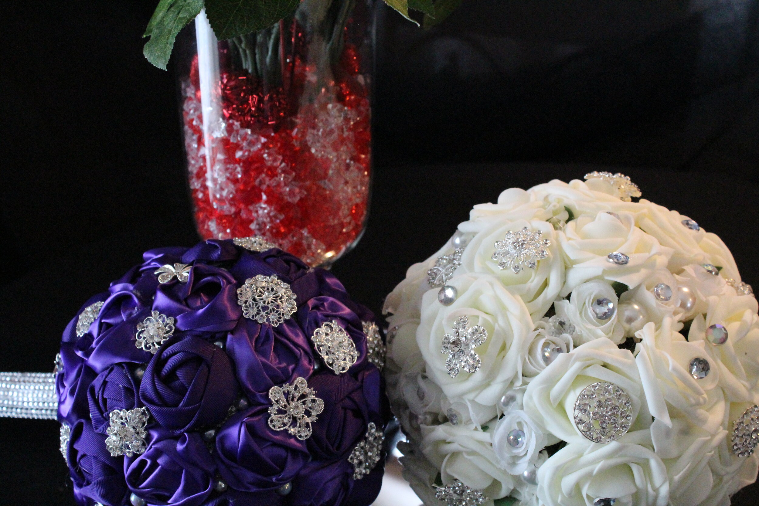 Custom made rose purple, white bouquets