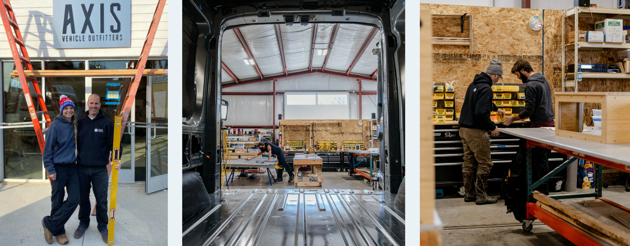 Photos of Axis Vehicles at work building campervans in Hood River