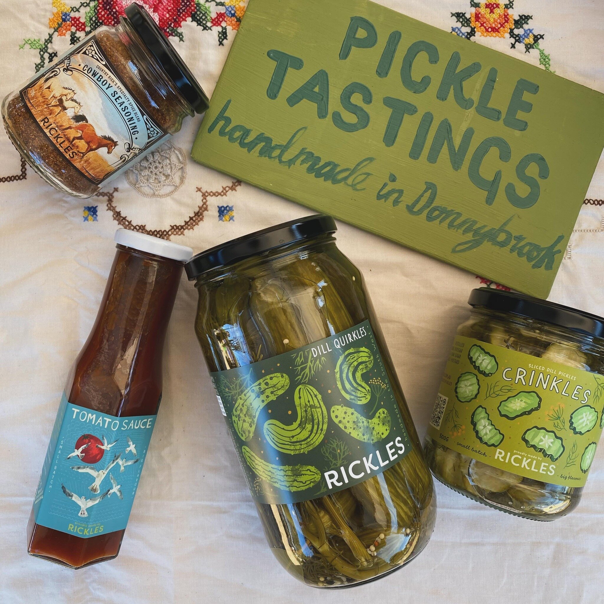 Some RICKLES goodies available at the Boyanup markets today. #pickles #seasoning #tomatosauce