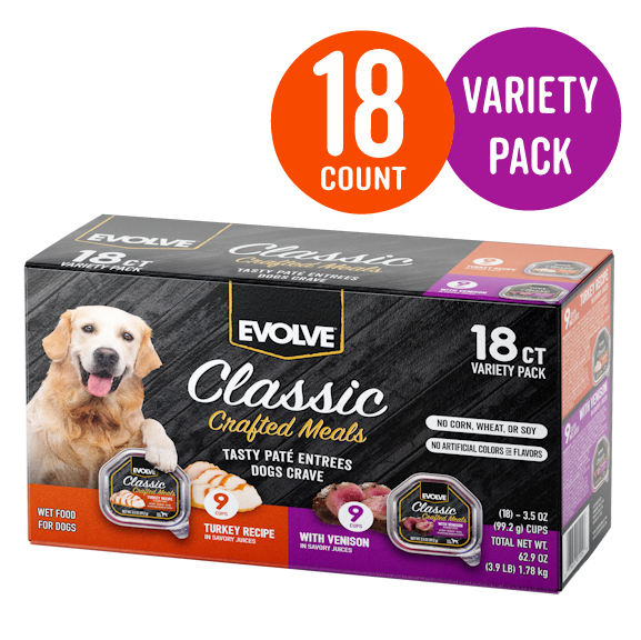 Evolve Classic Crafted Meals Variety Pack Turkey Recipe & with