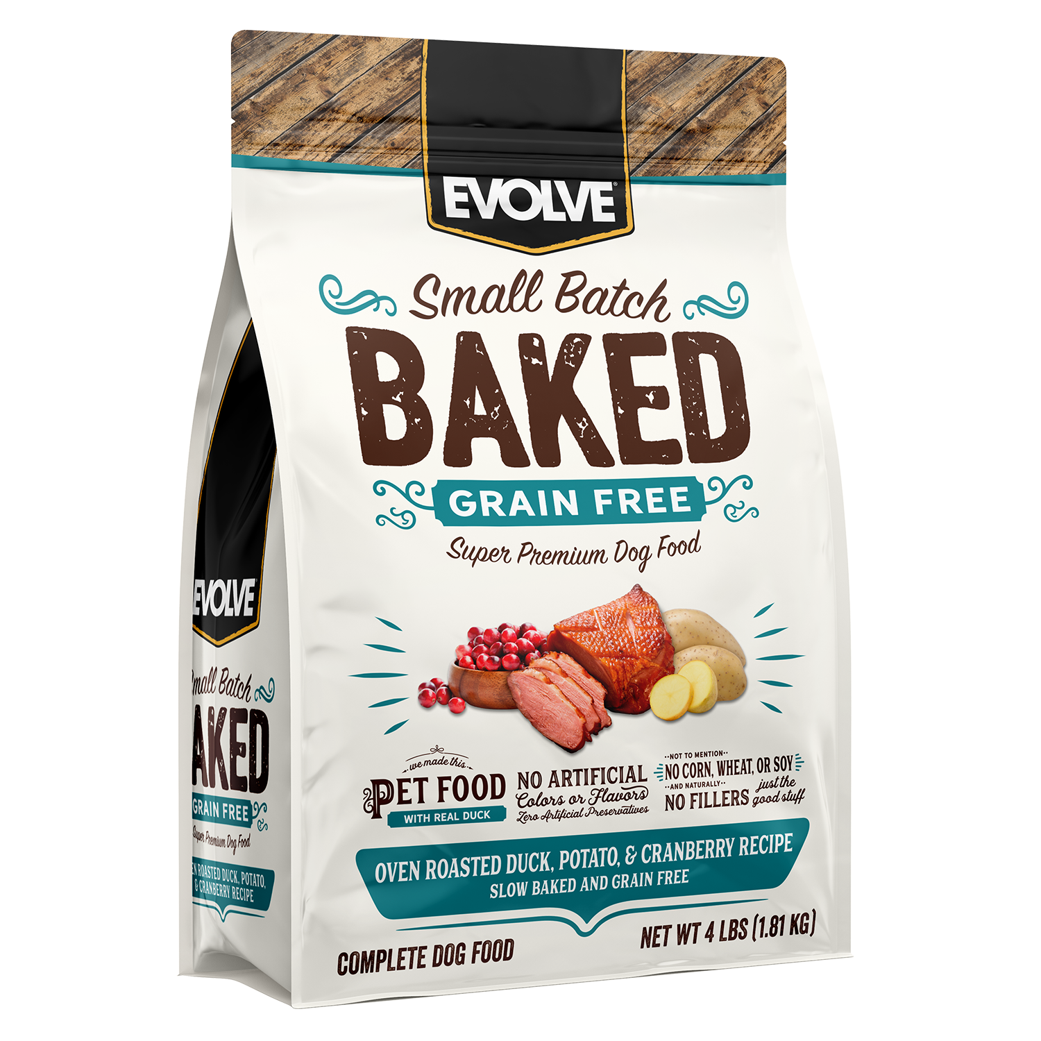 Evolve Small Batch Baked Grain Free Duck, Potato, & Cranberry Dog Food