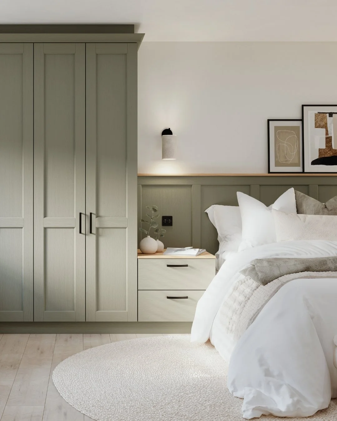 A well-designed bedroom is more than just a place to sleep. It&rsquo;s a sanctuary for rest and relaxation. Thoughtful design enhances comfort, promotes a restful atmosphere, and reflects personal style.

#bedroomdesign #softgreen #custommade #shaker