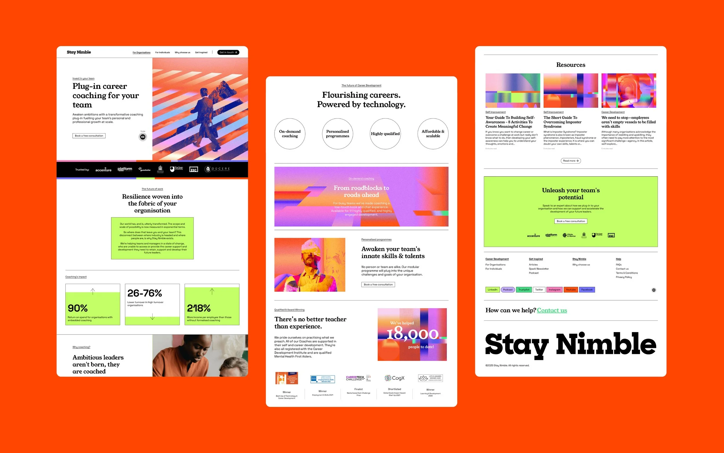 Digital art collage and career growth visuals for Stay Nimble career coaching platform and programs, by London designer Matty McMullen.