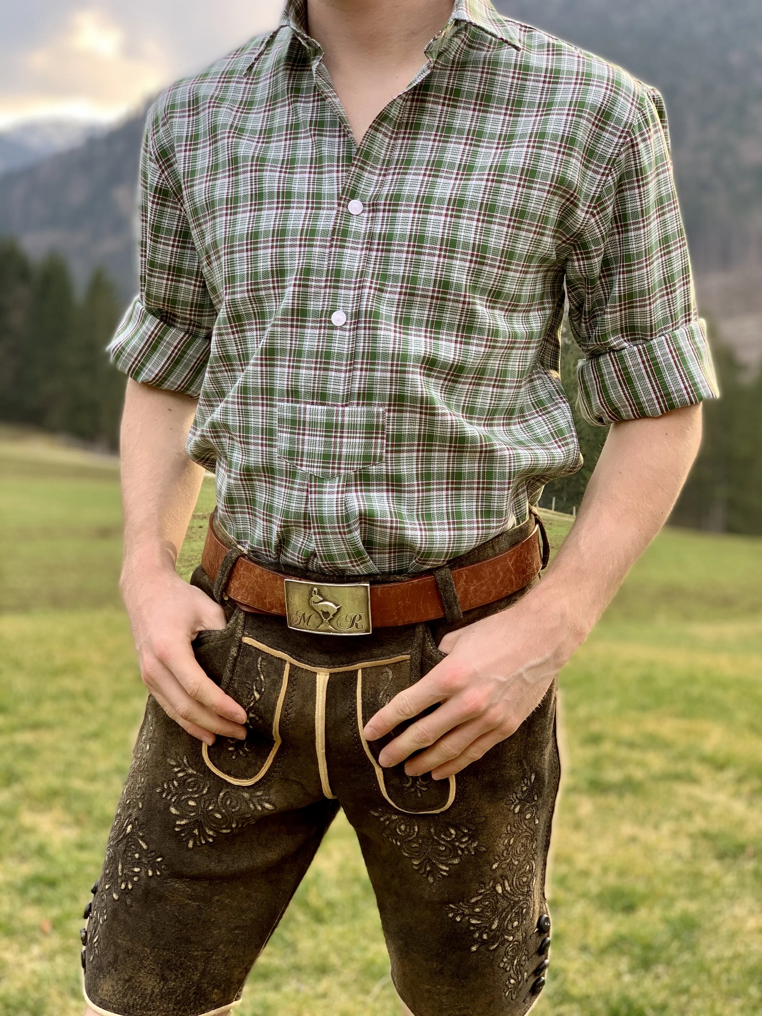 Reiter-Hemd grün-rot kariert