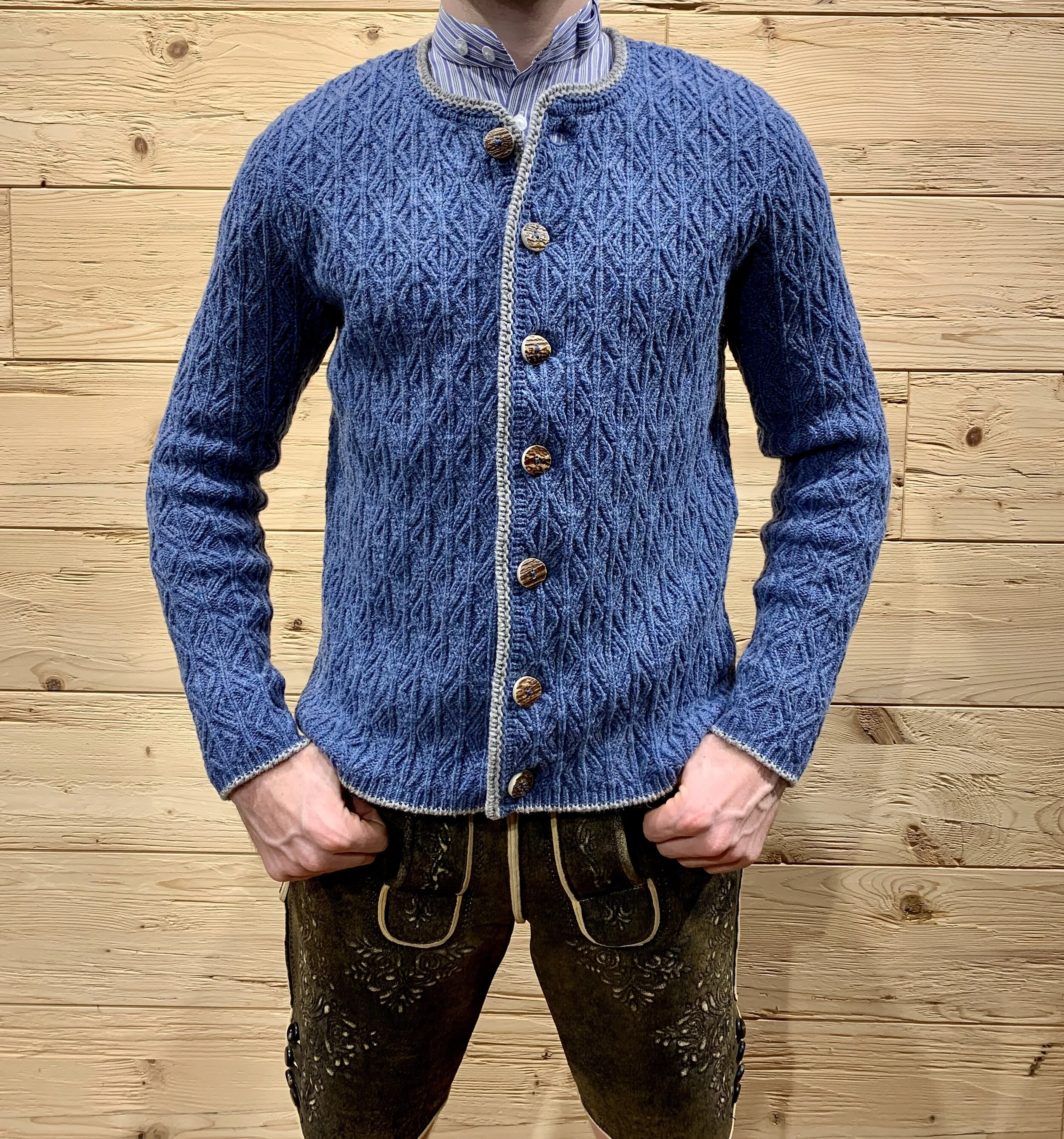 Strickjacke blau-grau