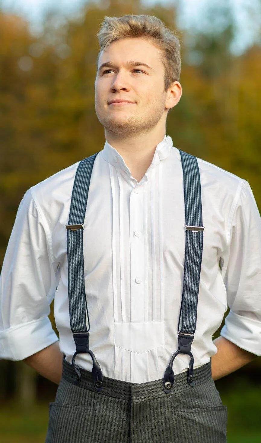 Hosenträger für Knöpfe blau-marine gestreift