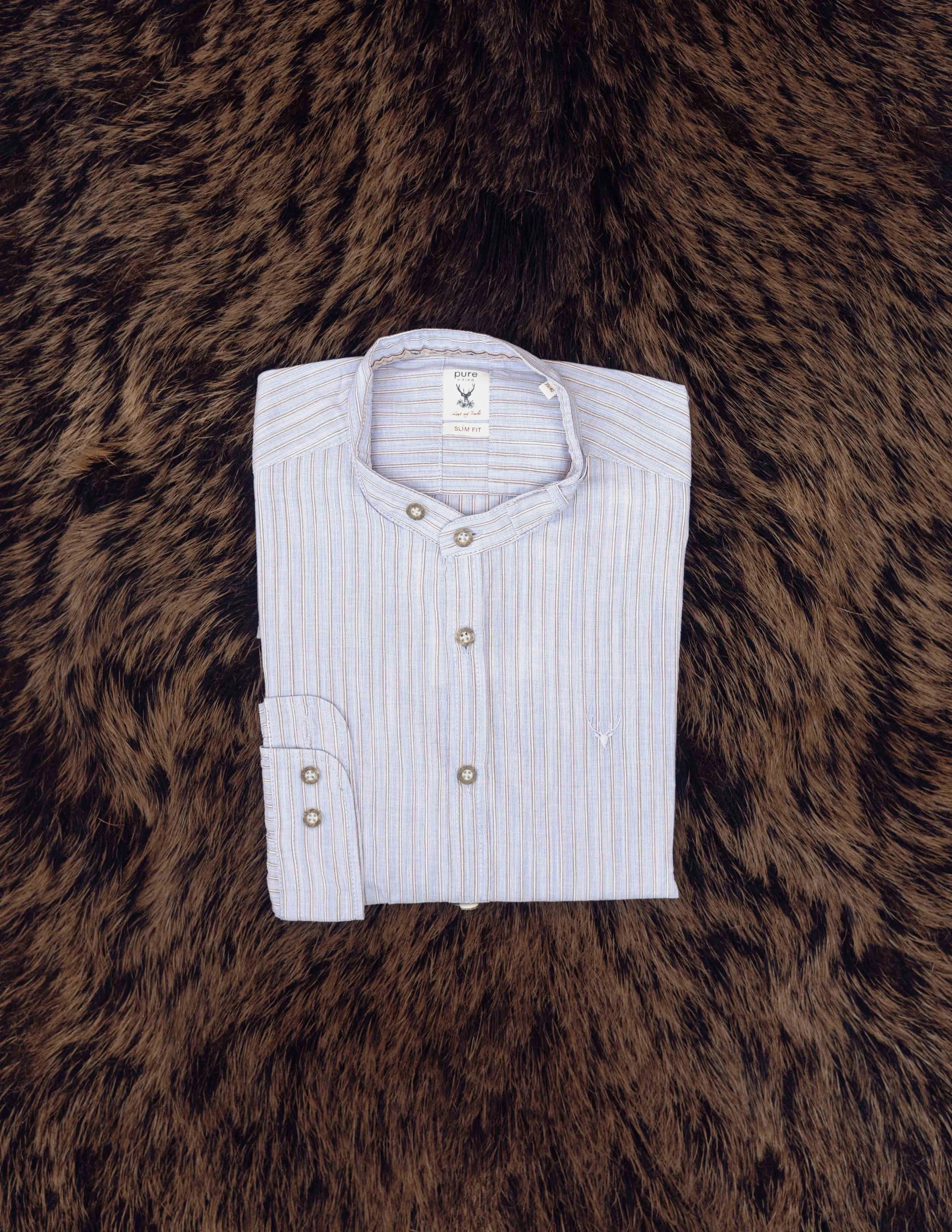 Pfoad hellblau beige gestreift