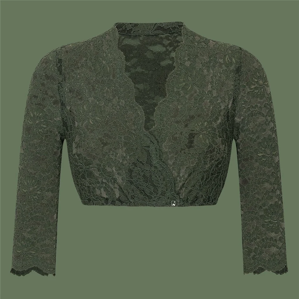 Dirndlbluse Spitze olivgrün