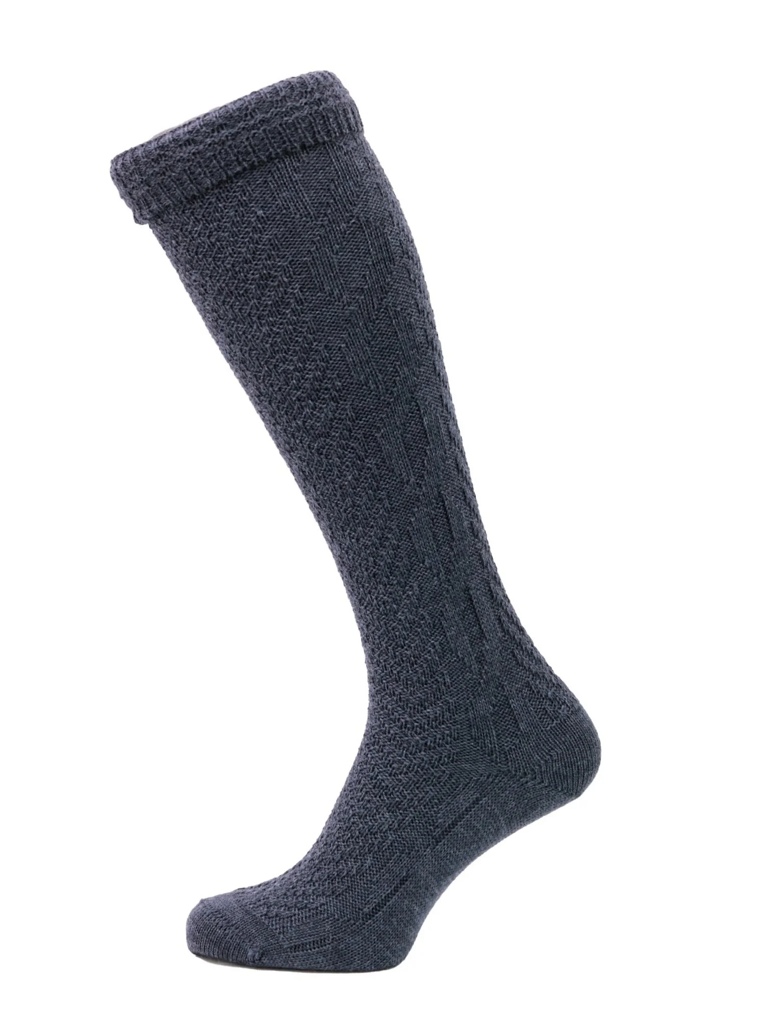 Kniestrumpf maschienengestrickt Umschlag jeans