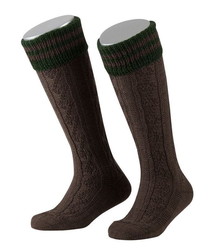 Kinder-Kniestrumpf mit Zopfmuster und Ringel