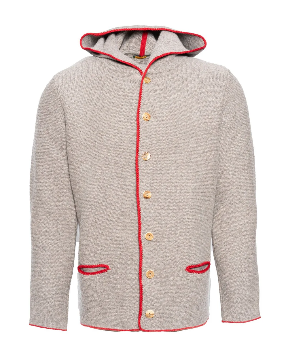 Strickjacke mit Kapuze grau braun — Karl Jäger