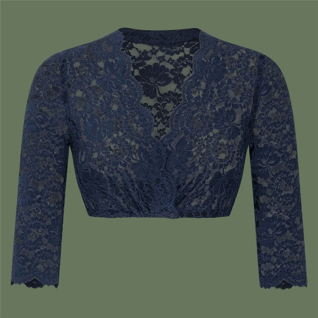 Dirndlbluse Spitze dunkelblau