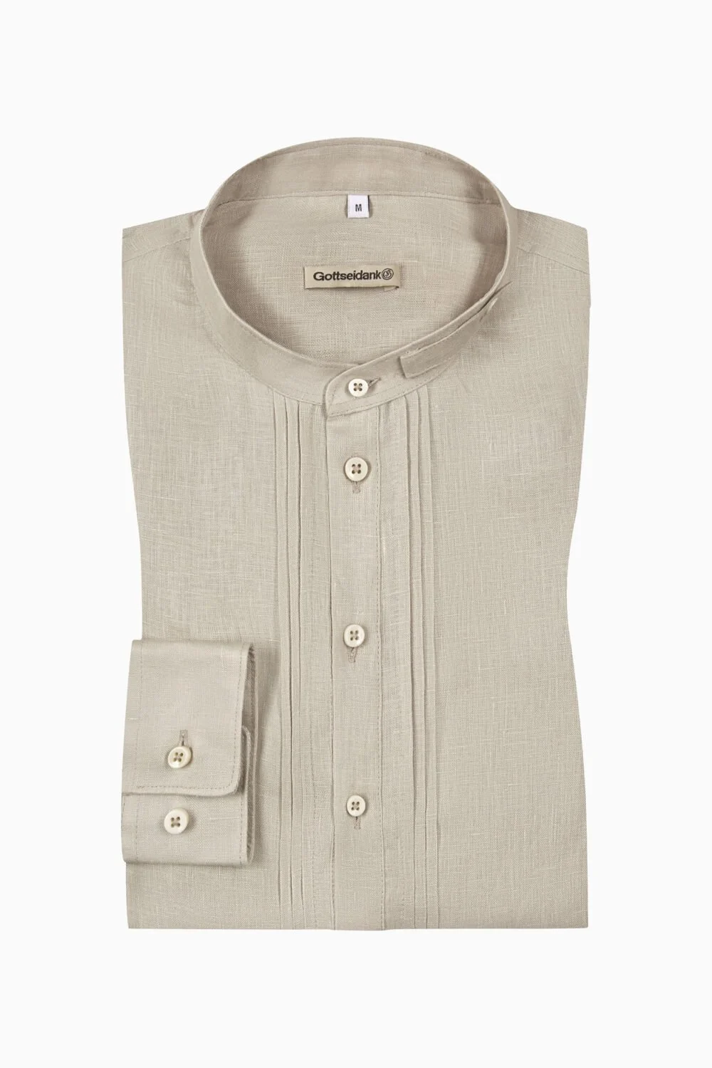 Herrenhemd Pfoad Leinen sesam GottseiDank