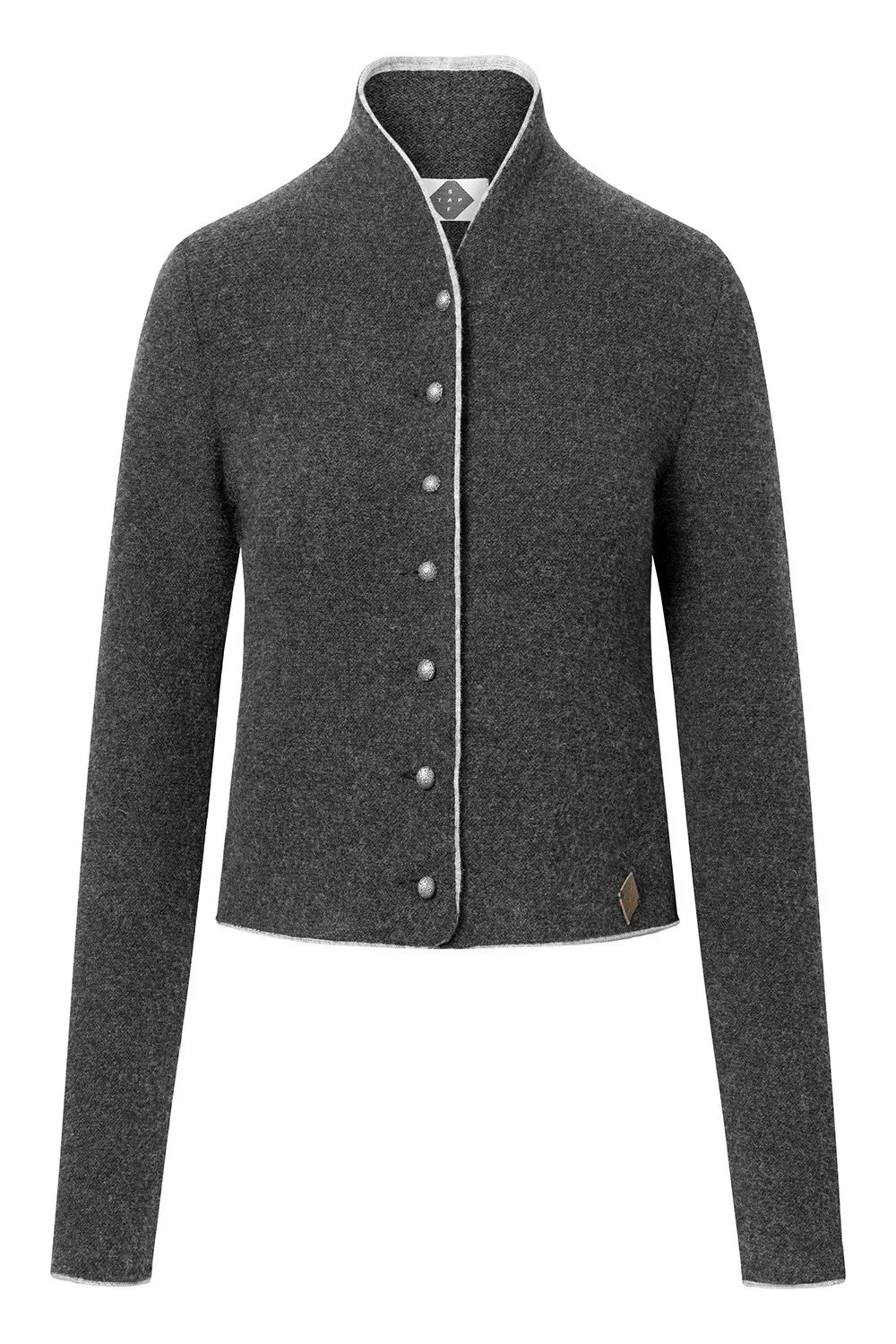 Strickjacke beere mit Samteinfass — Karl Jäger - Main Image