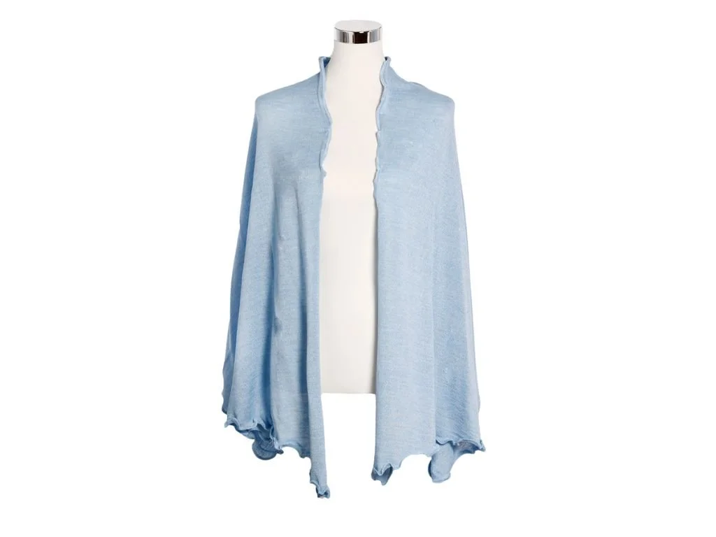 Stola mit Rüsche himmelblau