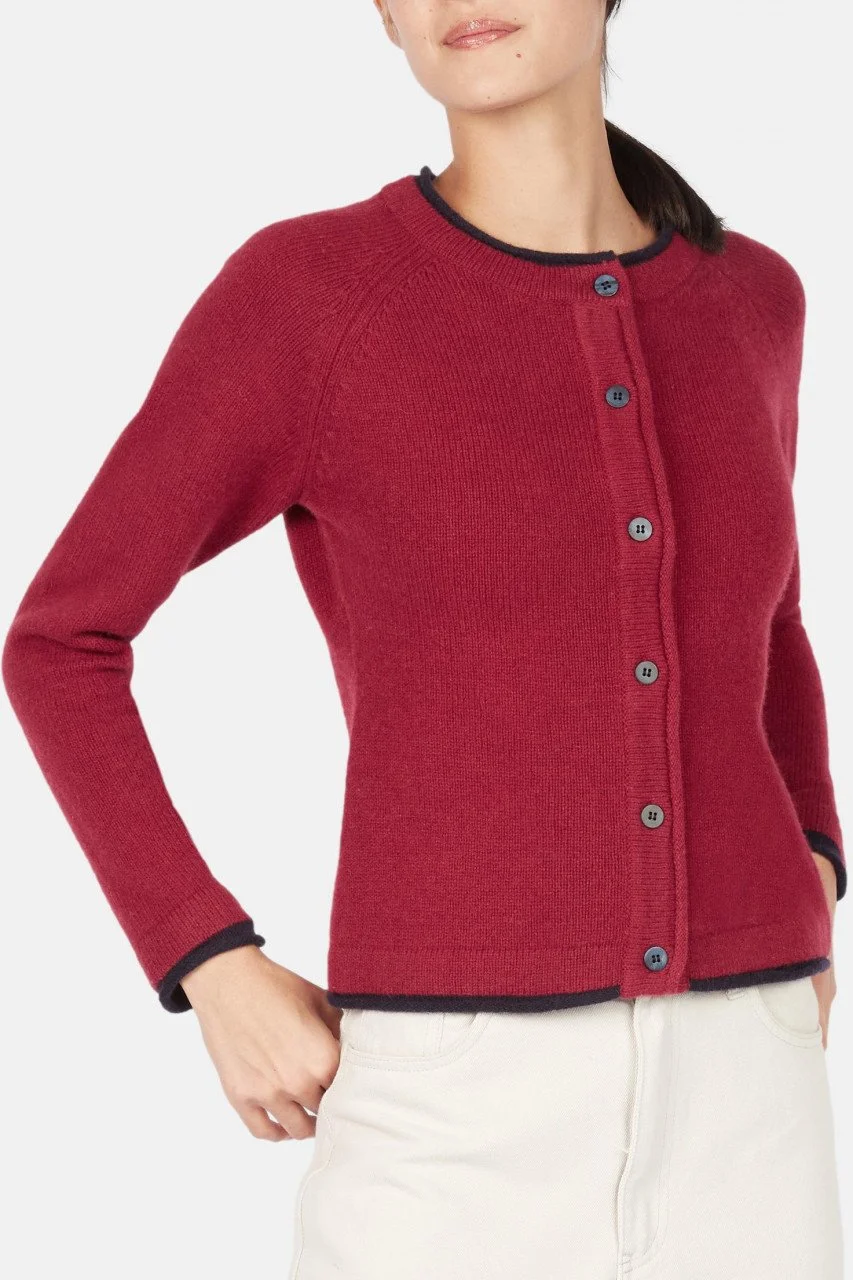 Strickjacke rot-marine