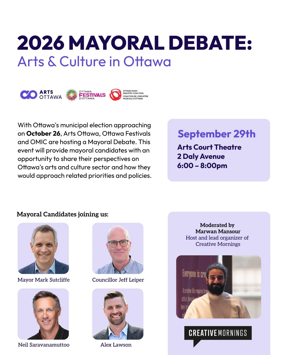 2026 Mayoral Debate: Arts &amp; Culture in Ottawa