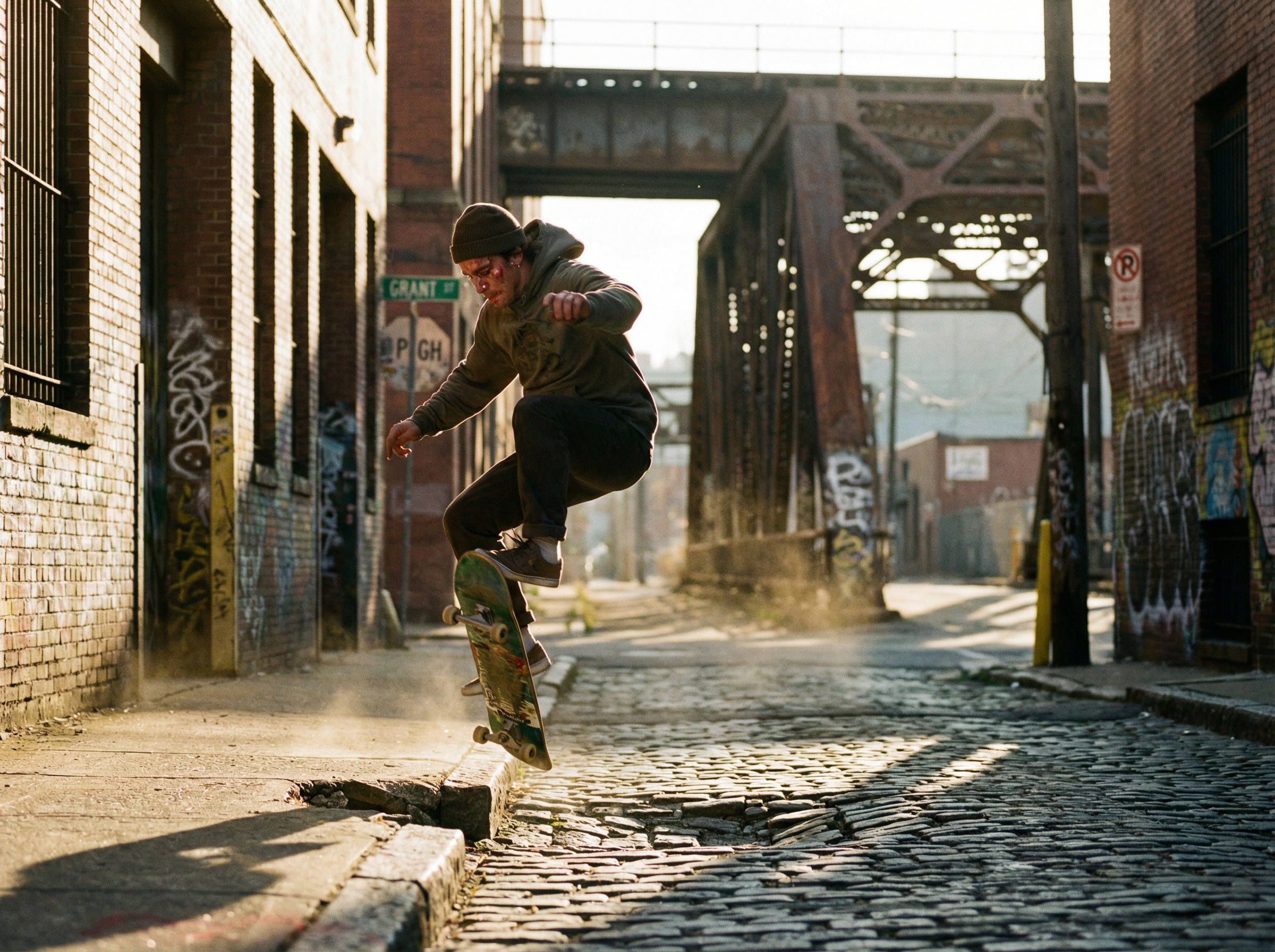 Firefly_GeminiFlash_Cinematic scene of a skateboarder performing a trick on the streets of Pittsburgh, gr 92924.png