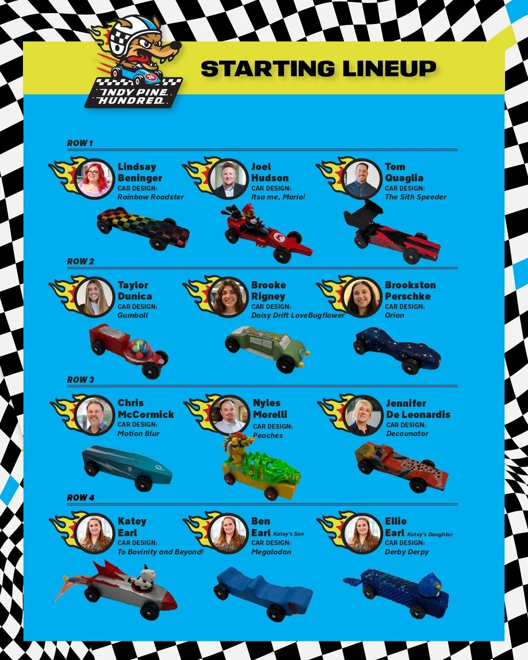 🏁 Meet the lineup + this year&rsquo;s Pine Hundred designs 🏎️💨

Every team brought something different this year, and the competition is looking better than ever🤩

👇Drop a comment with your favorite design!
