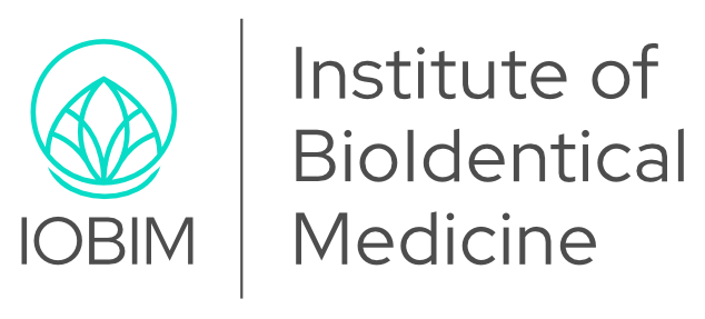 Logo of the Institute of Biodentical Medicine (IOBIM), with a leaf inside a circle, next to the organization's name.