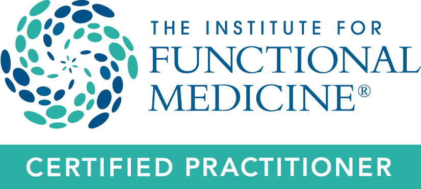 Logo of the Institute for Functional Medicine with a circular abstract design and text indicating the certification for practitioners.