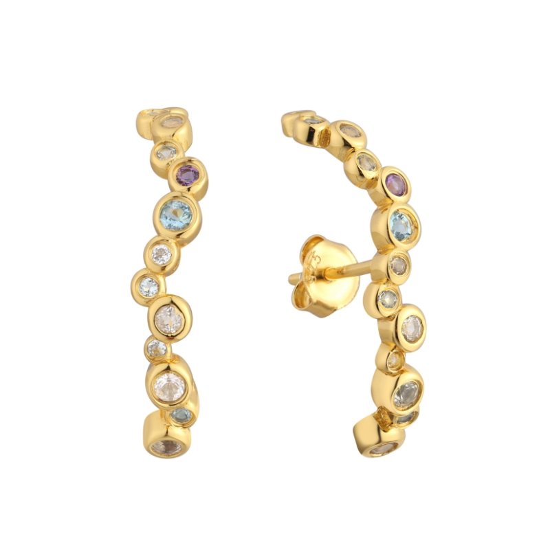 Short Only Bolla Amethyst, Topaz Sterling Silver 18ct Gold Vermeil Drop Earrings