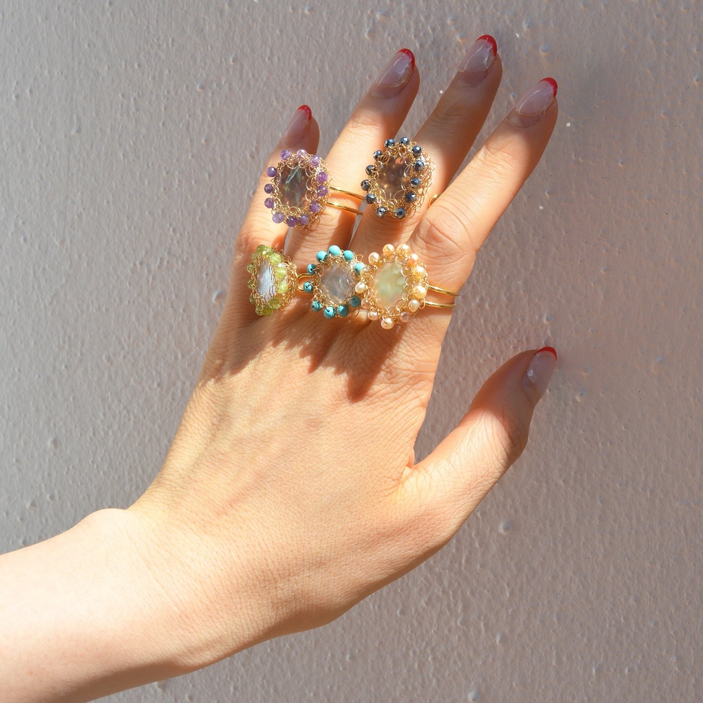 Brighten up your summer with a playful mix of colorful polka rings&mdash;made to stack, style, and shine!

#CarolinaWong #summerjewellery #handmadejewellery #sustainable #summerstyle #London #sustainablejewellery #colourful #pearl #gemstone