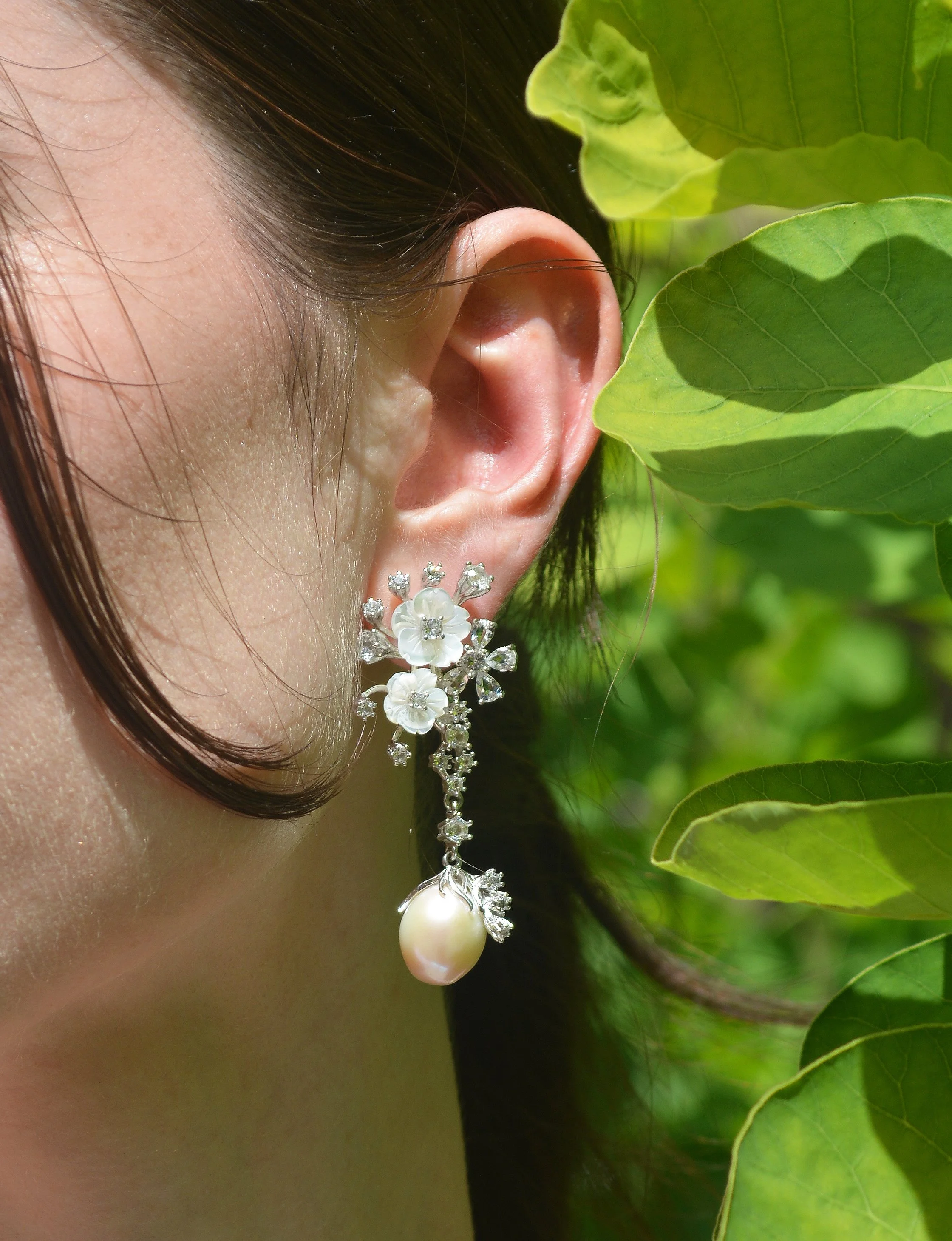 Bloom Snowy Freshwater Pearl Drop Earrings