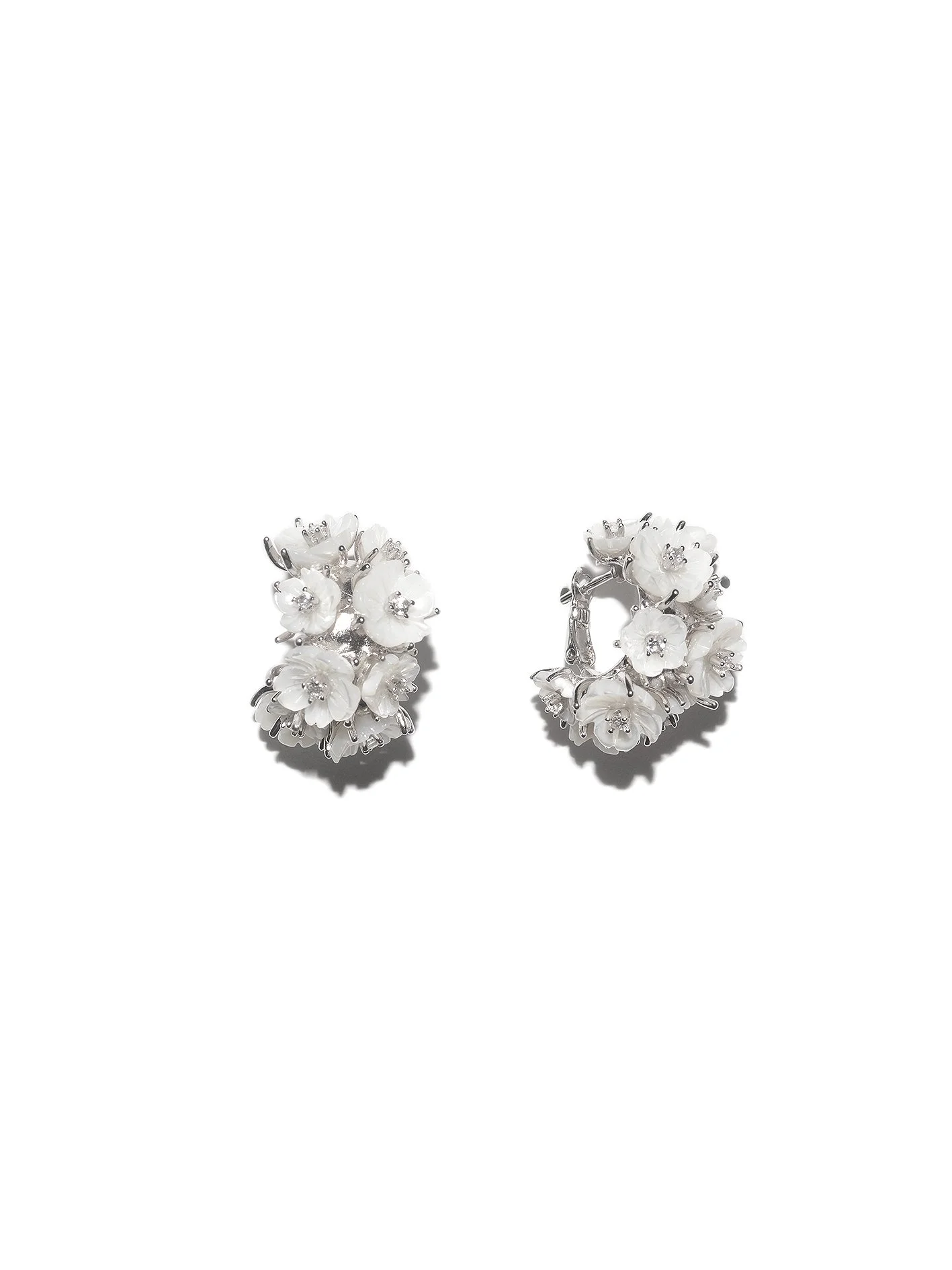 Bloom Snowy Mother of Pearl Sterling Silver Hoop Earrings