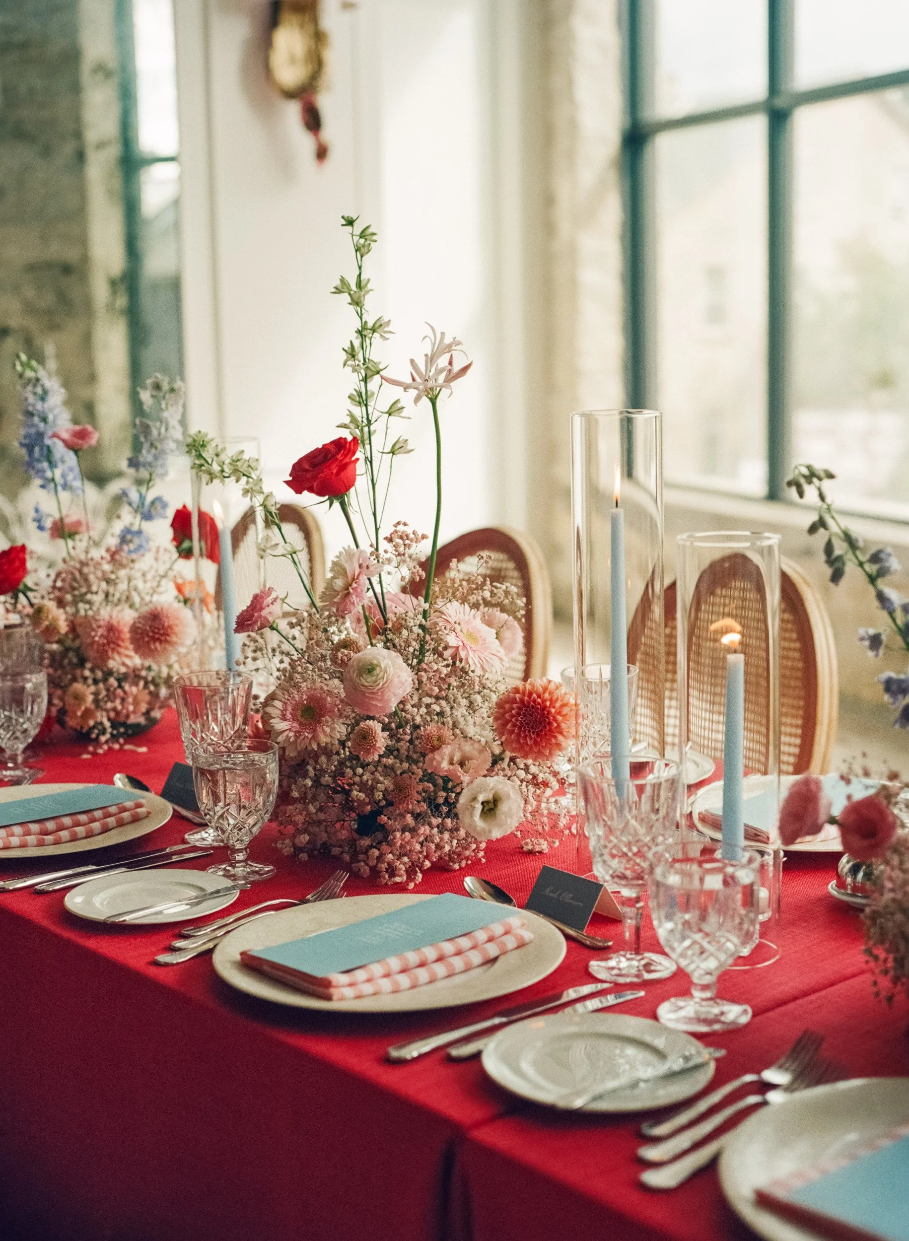 A Colourful Italian-Inspired Wedding at Elora Mill with Red, Pink &amp; Blue Wedding Design