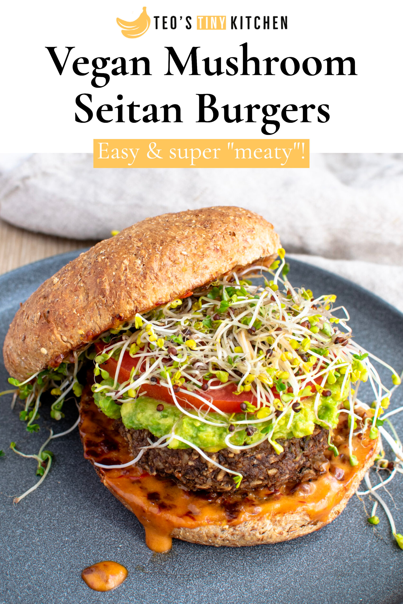 Vegan Mushroom Seitan Burgers - One-Bowl! — Teo's Tiny Kitchen