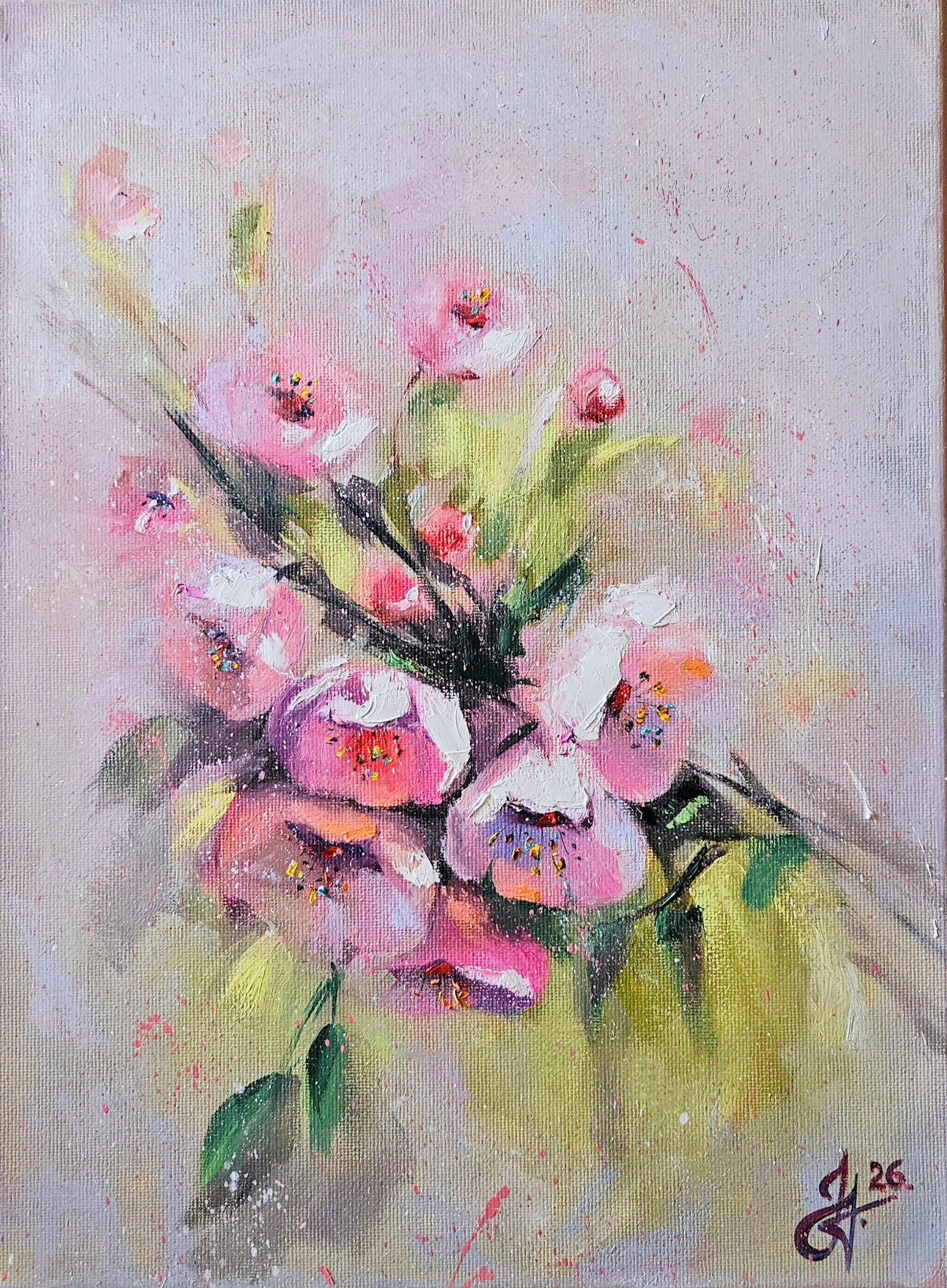 Obraz "Jarná vetvička II"- rozmer 30x40 cm