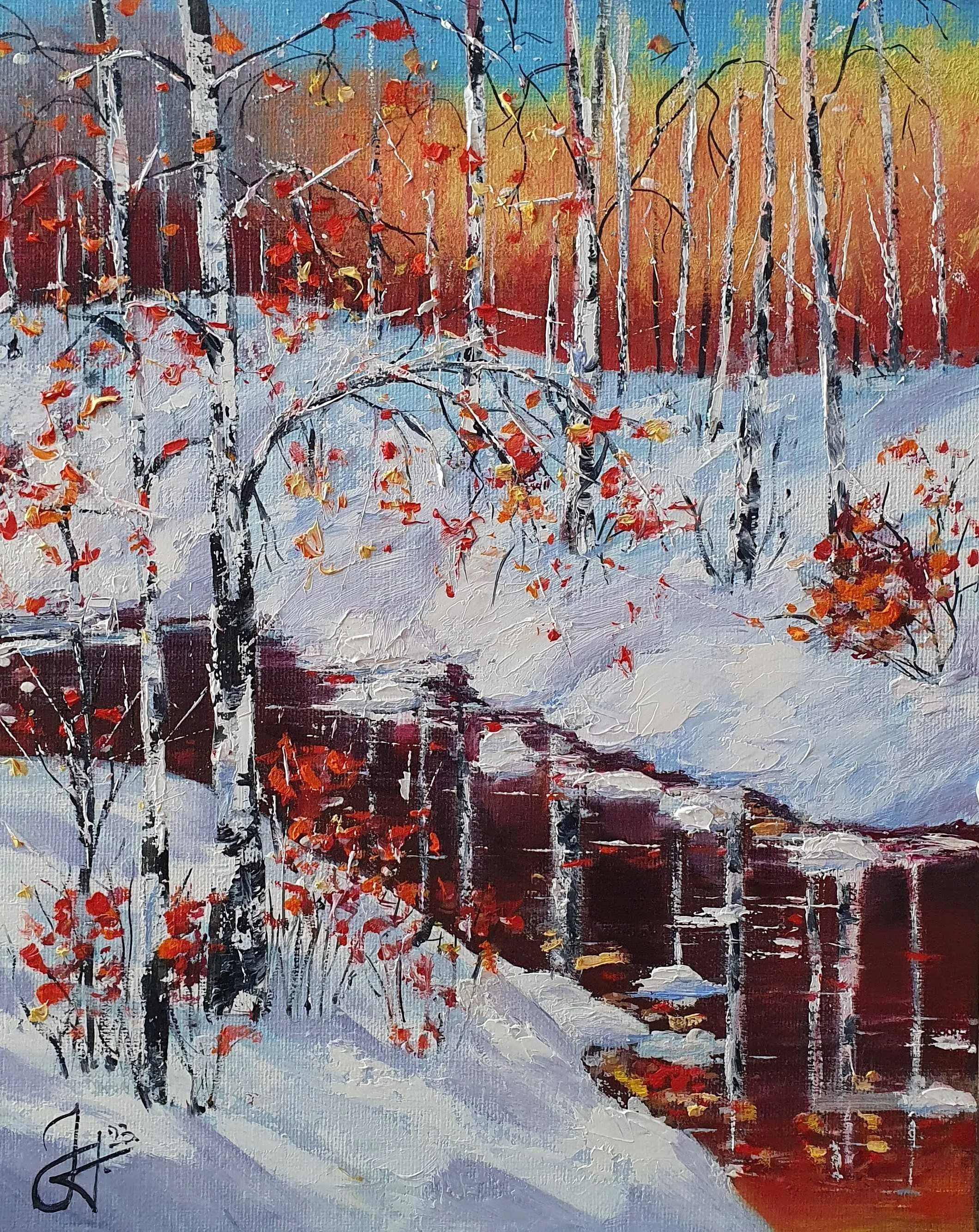 Brezy v zime. Birch trees in the winter.