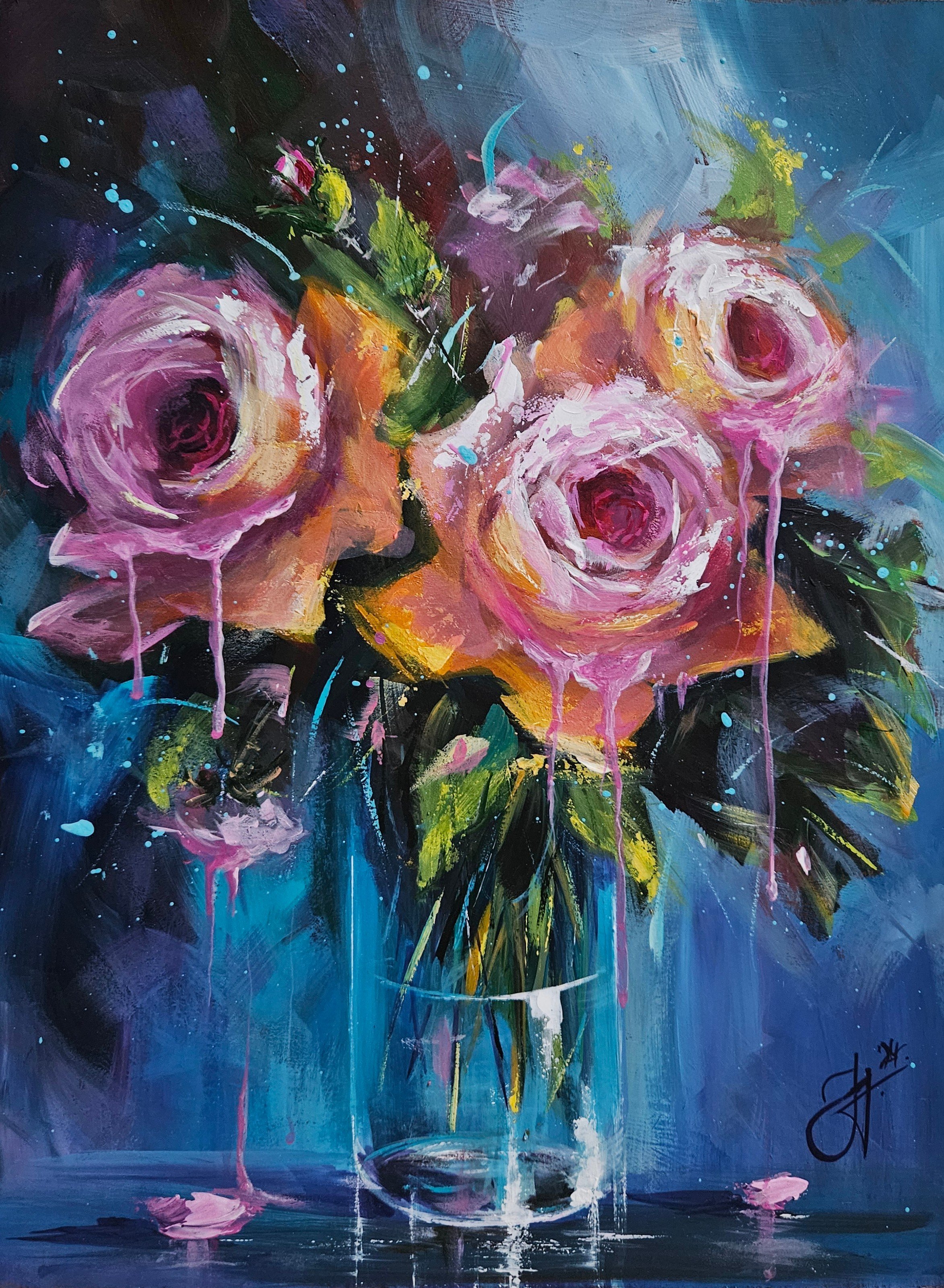 Obraz "Tri ruže"- rozmer 30x40 cm