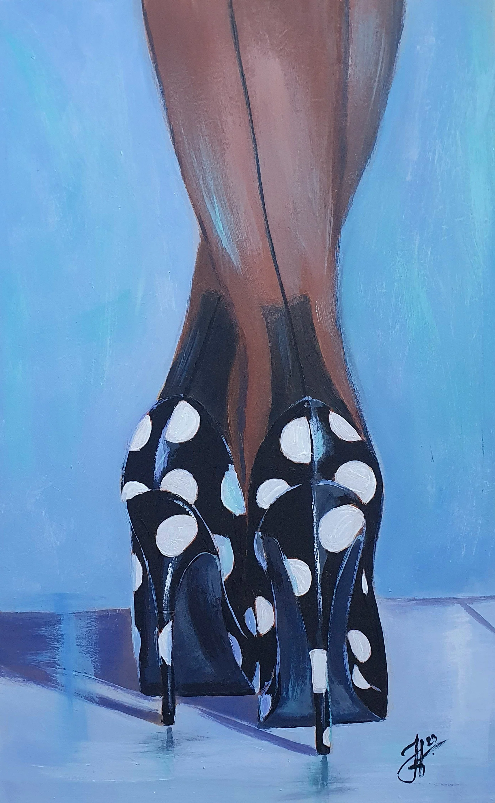 Obraz s dámskymi lodičkami. Mestský štýl, vysoké opätky. Žena vo vysokých lodičkách. Vintage štýl, retro móda.