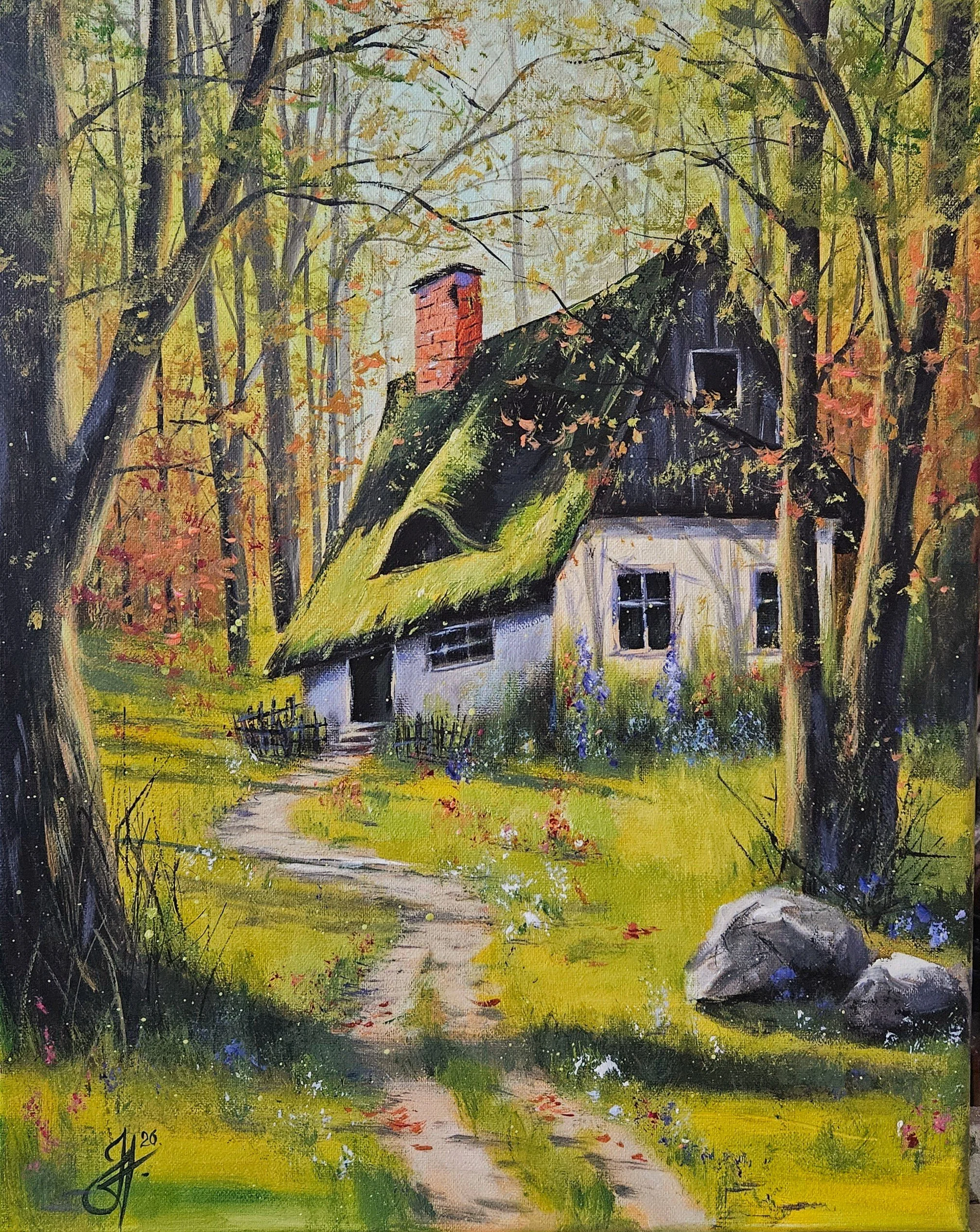 Obraz "Domček v lese"- rozmer 40x50 cm