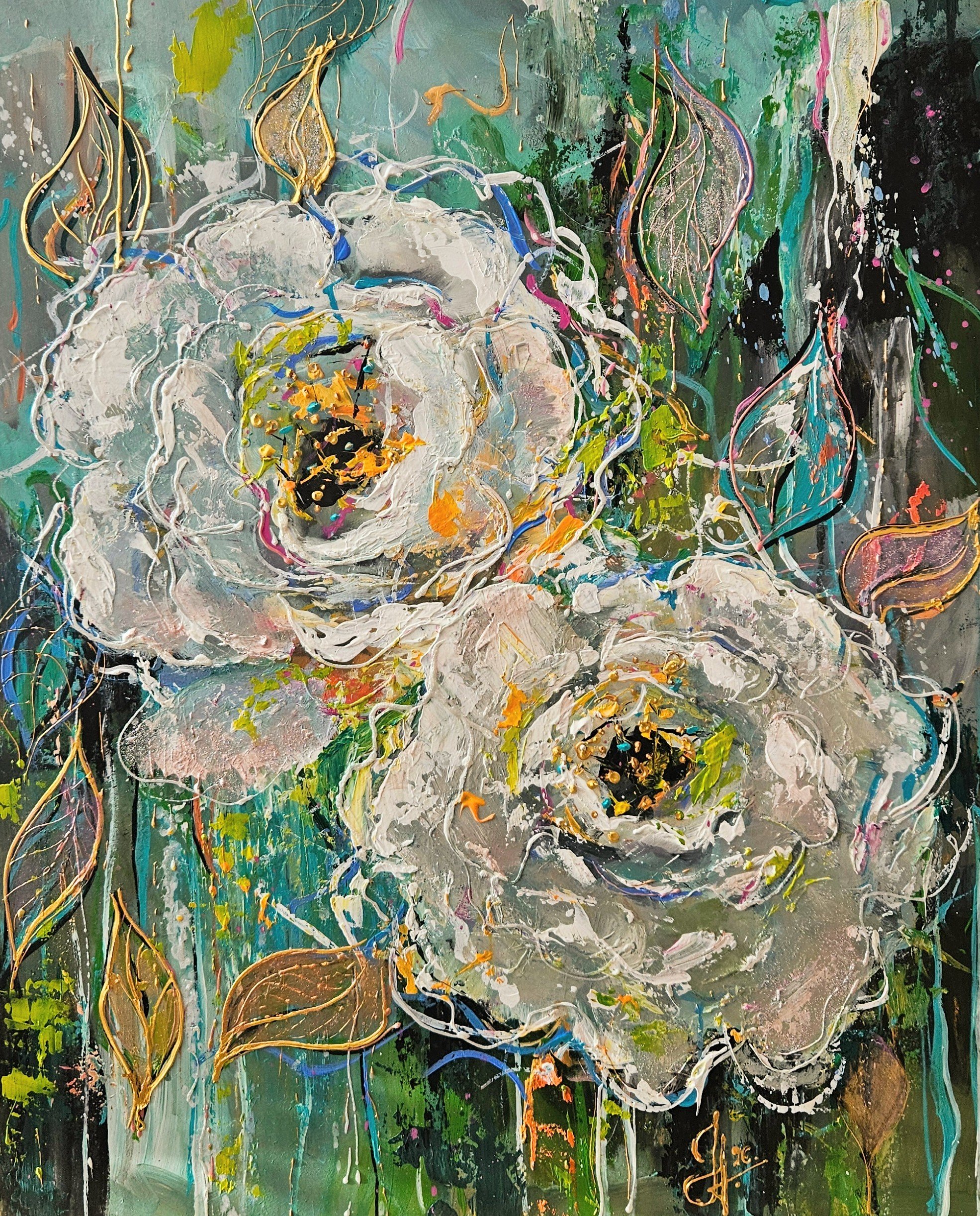 Obraz "Biele kvety" - rozmer 40x50 cm